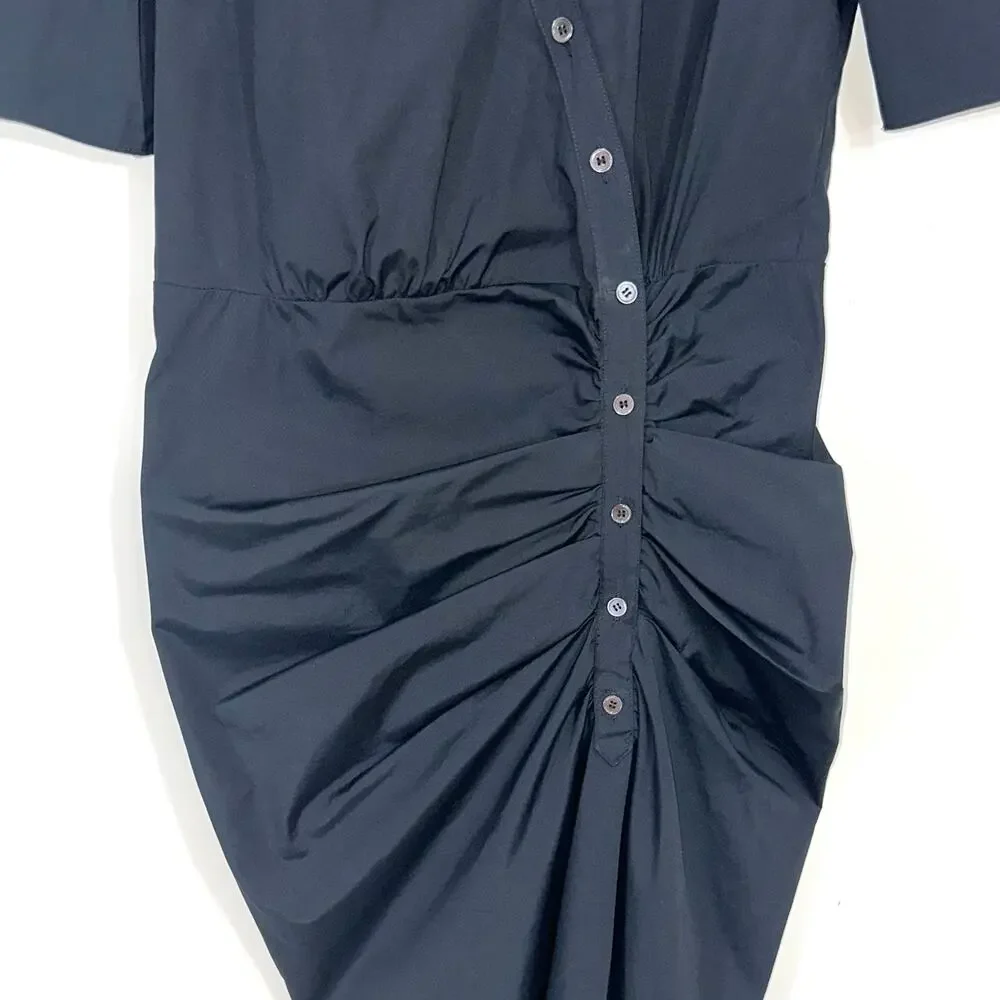 SOLD 💕Veronica Beard Atia Black Ruched Cotton Button Front Dress Size 8 - Picture 5 of 13